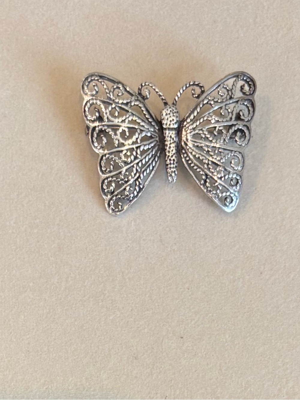 Filigree Butterfly Brooch - Silver Tone